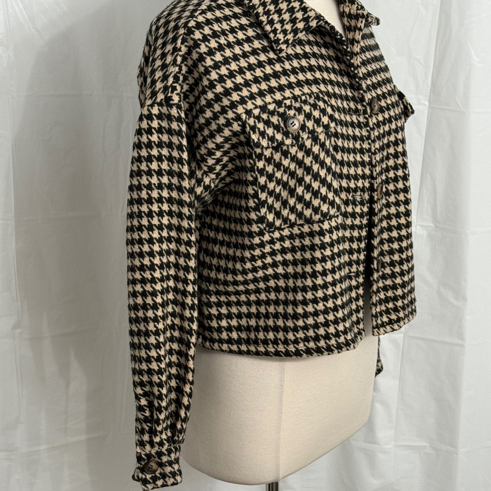 Christian Siriano New York Long Sleeve Houndstooth Cropped Wool Jacket - Picture 5 of 9
